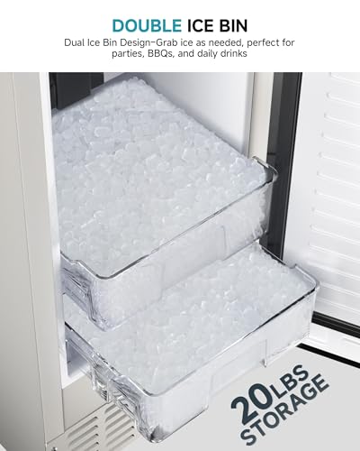 EUHOMY Commercial Under Counter Nugget Ice Maker Machine, 70Lbs/Day, Bulit-in Freestanding Ice Maker with Double Ice Baskets, Self-Cleaning & 24H... - Image 3