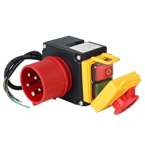 AYWHP - KOA7 400V prise triphasé AYWHP 3 phases Interrupteur de machine avec câble de 80cm, inverseur de phase et interrupteur d'arrêt d'urgence magnétique compatible KEDU KOA7