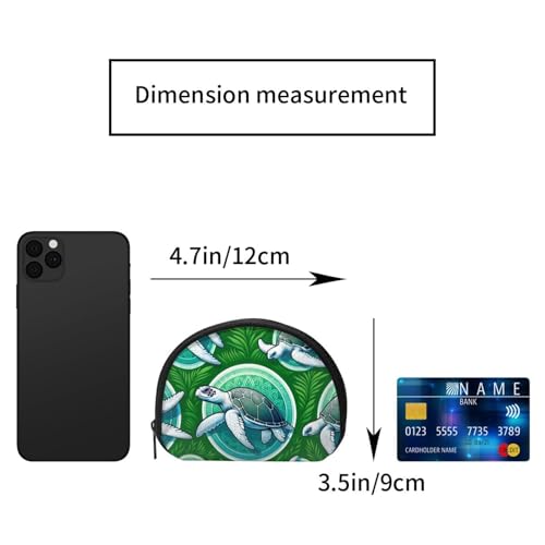 Portable Coin Purse Sea-Turtle-Green Mini Zippered Money Pouch Card Holder2