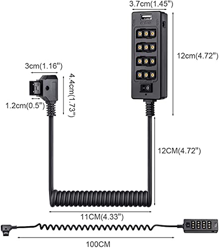 Conector D-Tap a 4 salidas hembra D-Tap, DC y USB para accesorios de cámaras cinematográficas 4