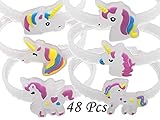 Monqiqi Pack of 48 Glow in the Dark Unicorn Bracelets Party Wristbands for Birthday Party Favor Supplies