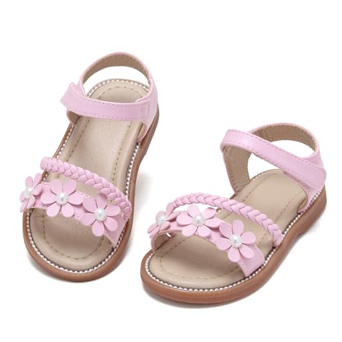 Image of Kolan Toddler Girl Sandals Open Toe Flat Princess Dress Shoes Little Kids
