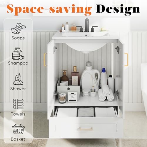 DUMOS 24'' Modern Bathroom Vanity Cabinet, Freestanding Bathroom Storage by DUMOS - Used condition - Image 5