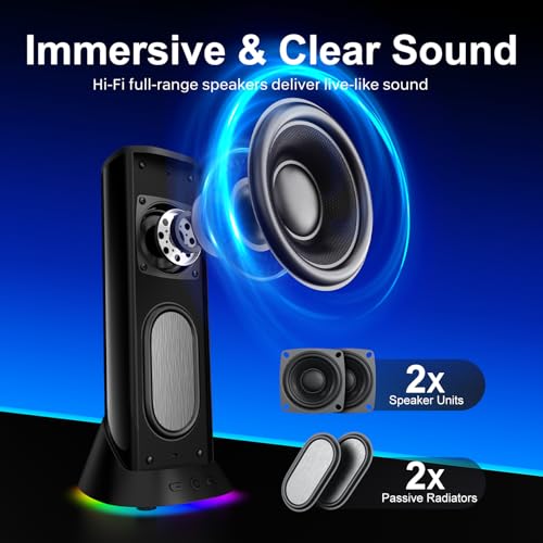 Nylavee Computer Speakers, Hi-Fi Stereo Sound PC Speakers with 9 LED Lighting Modes, Bass Boost, USB/USB-C Powered and 3.5mm Wired Connection for Desktop, PC, MacBook, Laptop, Monitor, Gaming - Image 3