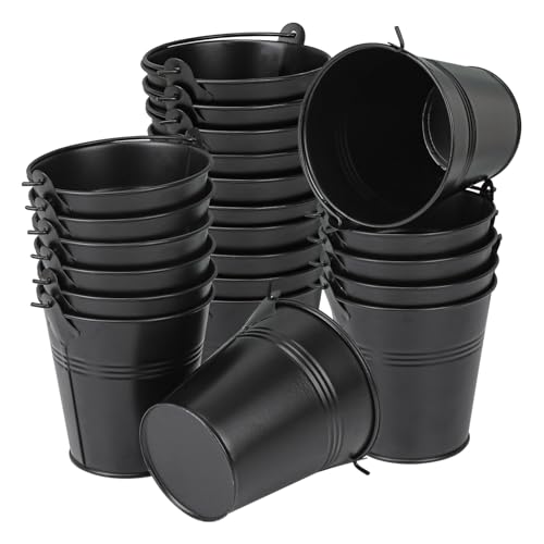 IHDYPPEW 22 Pack Black Small Metal Buckets with Handle