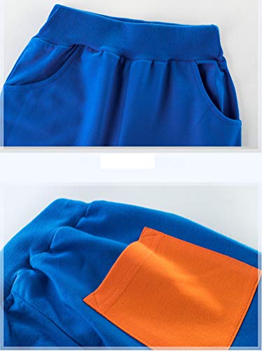 Conjunto de 2 peças com capuz e calça de moletom para meninos, Azul, 3-4T