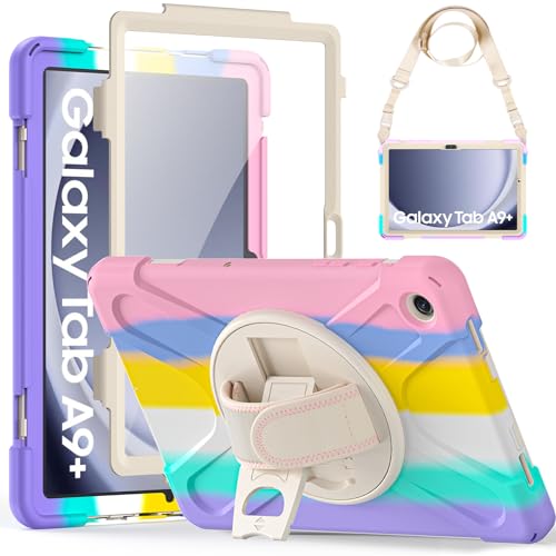 Coque Galaxy Tab A9+ Rose avec Bandoulière pour les Déplacements et le Quotidien
