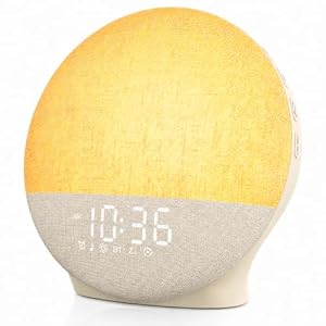 JALL Sunrise Alarm Clock White Noise Machine with Bluetooth, Beige Linen