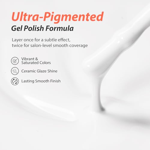 Makartt Ultra-Pigmented White Gel Nail Polish 15ml: One Coat White Gel Polish High Gloss Shine, Salon-Grade UV Polish Gels Perfect for French Tips & Nail Art Manicure DIY Salon Home