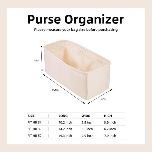 Dgaz Silk Purse Organizer Insert Fits Hermes Herbag 31/39/50 Bags, Luxury Handbag & Tote Organiser, Simplicity Bag Insert（Craie,H50） #TOP5