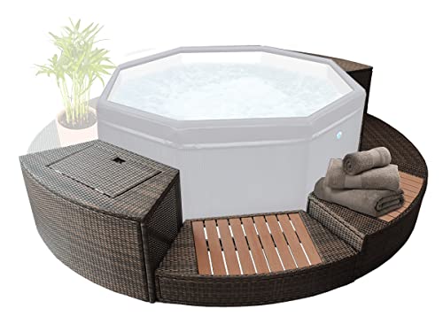 N NETSPA Spa-Möbel Octopus 165 Semi-Rigid - 5 Module mit Doppelregal, Motorblockverkleidung, Trittstufe, Sitzbank und niedrigem Regal - PVC und Holz-Verbundstoff - Schwarz - SP-MOB165C-M5 Cover