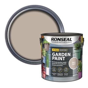 AOC24 Garden Fence Paint 2.5l – Multi-Surface Exterior Paint for Wood, Brick, Metal, Stone & Terracotta – Waterproof, Resists Fading, Matt Finish for Sheds, Fences, Garden Furniture Paint Warm Stone