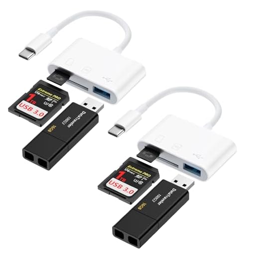 SD Card Reader 2Pack for iPhone 17 Pro Max Air 16e 16 15 Pro Max Plus,iPad Pro/Air/Mac/Laptop/Samsung Galaxy,Type C Memory Card Reader Micro SD Card Reader Card Adapter USB C to SD for Digital Camera