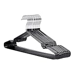 25x Premium Rubber Coated Metal Hangers - Heavy Duty - Space Saving Organiser Clothes Hangers for Wardrobes Coat Rack Rails Thin and Non-Slip Chrome (BLACK)