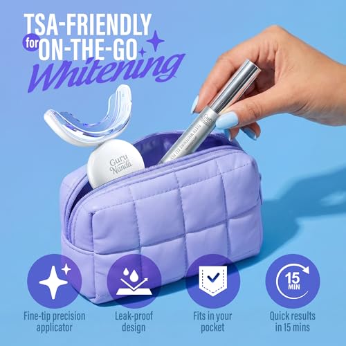 Image of GuruNanda Teeth Whitening Pen - Helps Remove Surface Stains from Coffee, Tea & Wine, Up to 70 Uses, Precision Brush Applicator, Travel-Friendly Whitening Gel Pen, Mint Flavor, 4 mL