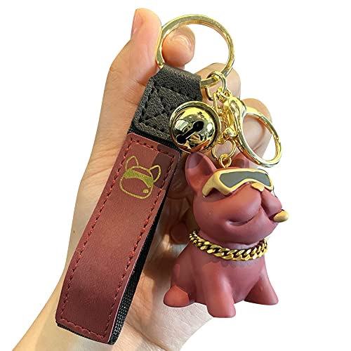 Sac Porte-clés Pendentif, Wooauto Bouledogue Français Porte-clés en Résine Mignon Dessin Animé Chien Porte-clés Sac à Main Créatif Porte-clés Prévenir Perte De Clé Cover