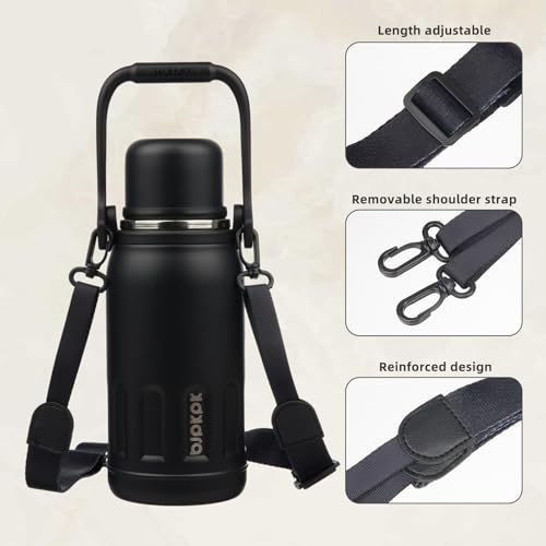 Image of BJPKPK Stainless Steel Insulated Bottle with Handle & Strap, 27oz