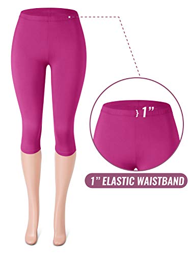 Satina High Waisted Leggings For Women | Full Length | 1 Inch Waistband (One Size, Fuchsia) #TOP3
