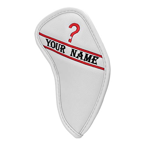 Craftsman Golf 1pc Personized Synthetic Leather White Golf Club Head Cover Wedge Iron Protective Headcover Random No. with Your Name