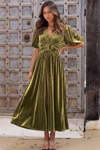 Image of Sissyaki Velvet Maxi Dress Fall Wedding Guest Dress 2026 | Semi Formal to Formal Events, Family Pictures, Holiday Party Dinner Dress