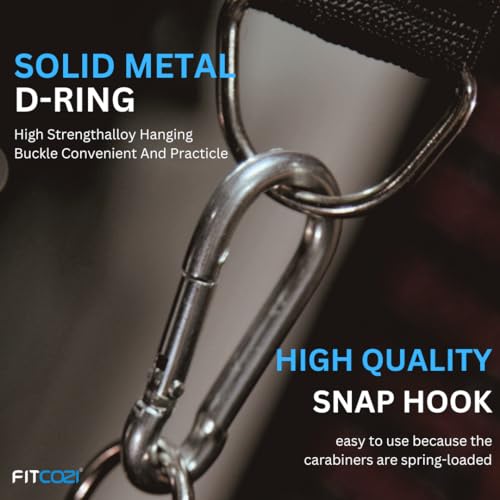 Image of Fitcozi Cable Attachments for Gym - Gym Equipment Accessories - Cable Machine Attachments - Crossfit Equipment for Home Gym Handles - Cable Pulley Equipment Gym (Handles with Tricep Strap)