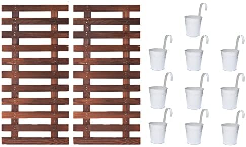 ShopLaLa Bundle - 2 Pack, 23.6 Inch Wooden Plant Holder + 10 Pack...