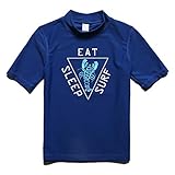 PHIBEE Boys' Short Sleeve Rash Guard Shirt UPF 50+ Sun Protection Swimwear Blue 14