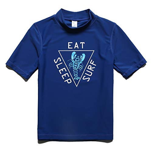 Phibee Boys' Short Sleeve Rash Guard Shirt Upf 50+ Sun Protection Swimwear Blue 14 #TOP15