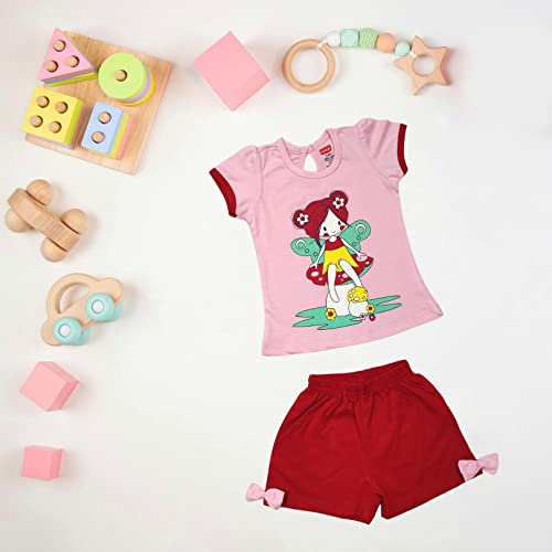 Image of LuvLap Baby Girls Regular Fit 100% Cotton Half Sleeves Girls Top CoSet Pack of 3