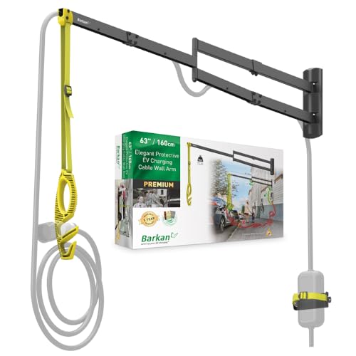 Barkan 63" Protective EV Charging Cable Wall Arm, 5 Year Warranty, Indoor & Outdoor Weatherproof zinc Coating, for Electric Vehicle Cable, Retractor Arm