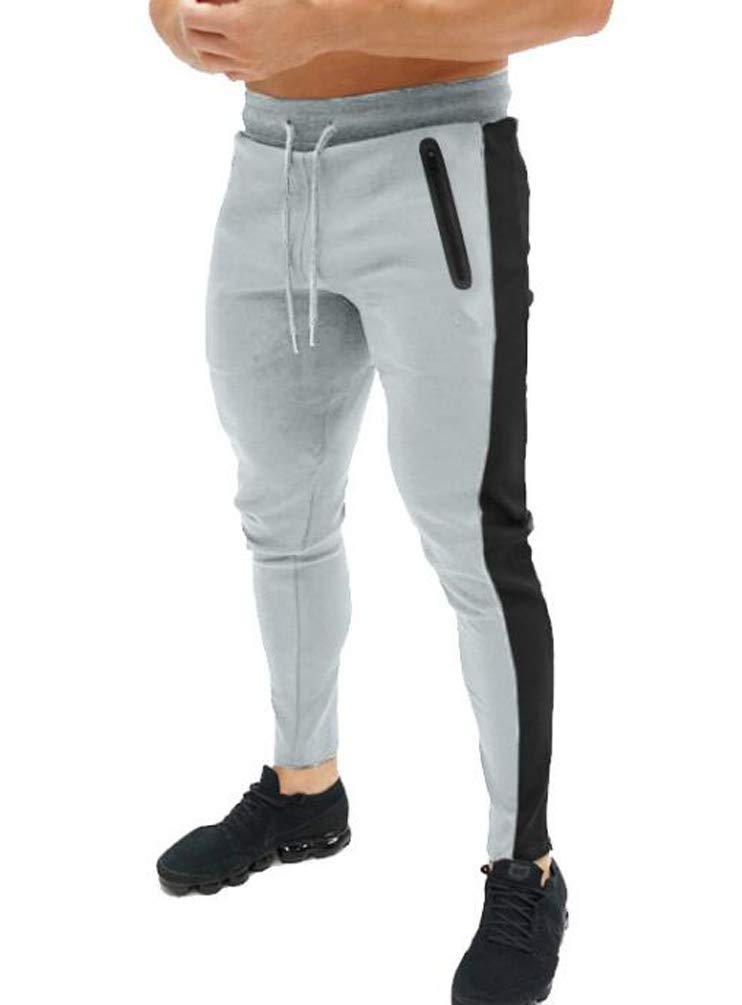 Huixin Męskie spodnie dresowe slim fit spodnie sportowe fitness spodnie rekreacyjne chłopięce spodnie dresowe w paski spodnie dresowe joggery, Jasnoszary, XXL