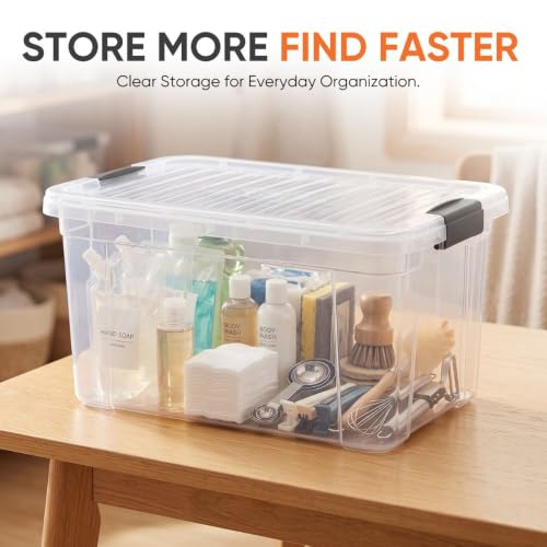 Image of Superio 11 Quart Clear Plastic Storage Boxes with Lids, Stackable Organizer Containers, BPA-Free Storage Bins for Home, Office, School & Dorm, 3 Pack
