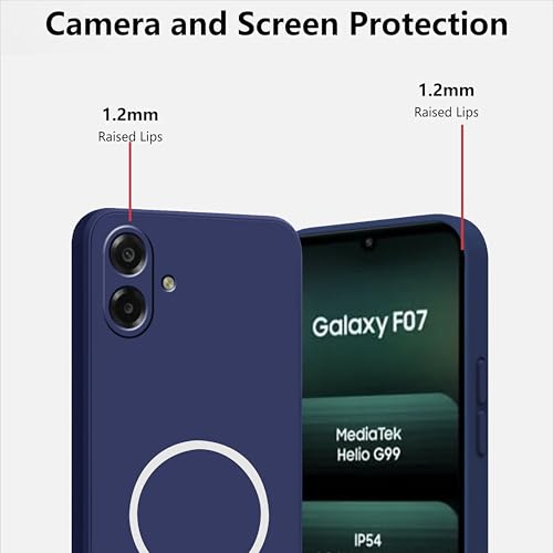 Image of SBMS Silicone Back Cover Case for Samsung Galaxy F70e /M07 /A07 /F07 5G | Soft Micro-Fibre Lining Inside | Magsafe Print On Back Side Camera Protection Bump | Shockproof Case Sam M07 (Blue)