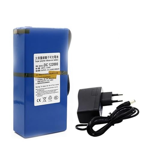 TGHY Akumulator litowo-jonowy 12V DC 2000 mAh, przenośny akumulator litowo-jonowy, power bank do kamer wideo, oświetlenie LED więcej. Z ładowarką
