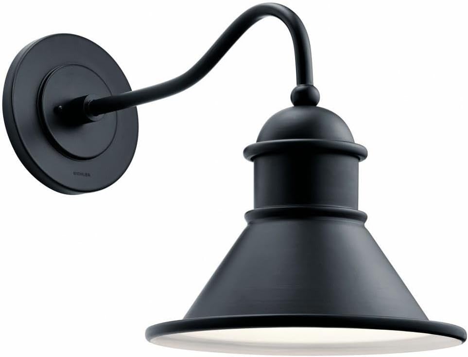 Kichler Northland 1-Light Outdoor Wall Light in Black, Industrial Style Exterior Fixture, (14" W x 16.75" H x 24" D), 49776BK