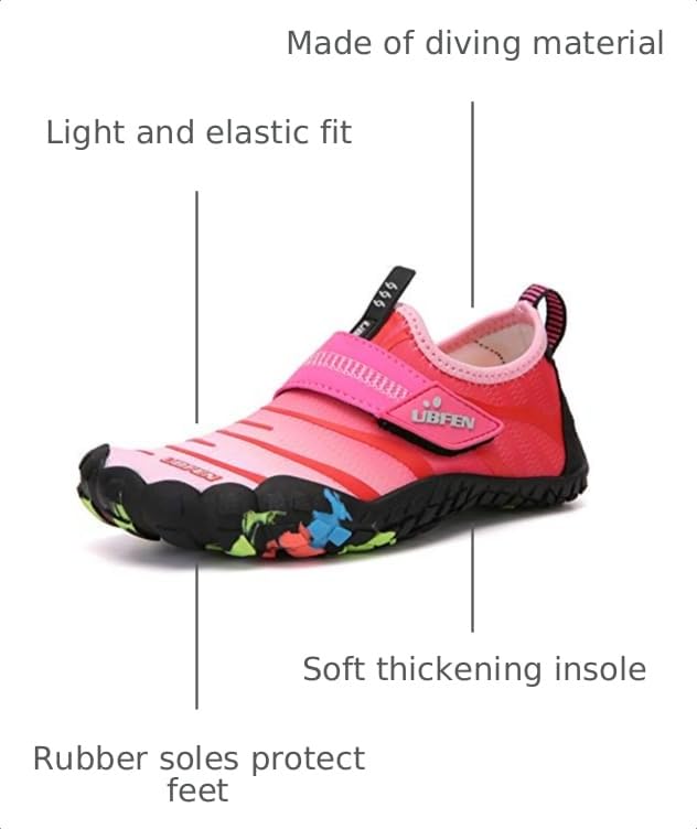 Image of UBFEN Kids Water Shoes for Boys Girls Quick-Dry Swim Aqua Socks | Lightweight, Barefoot-style, Perfect for Water parks, Beach, Pool, Kayak, Creek Hiking, Camping, Toddler, Little Kid, Big Kid