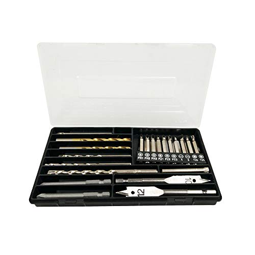 Screwdriving Bit Set, Screwdriver Power Bits Set, Drill Bits Set, Spade Drill Bits for Wood, Twist Drill Bit Set with Titanium Coated for Drilling Metal, Tile, Concrete, Brick, Glass, Plastic and Wood