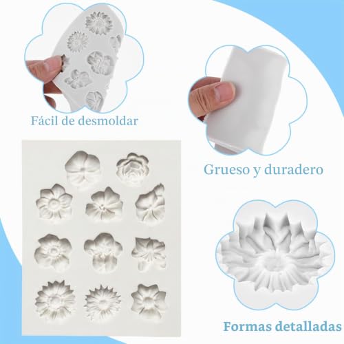 Miniatura 3 de Dkddsss 3 Moldes De Silicona, Moldes De Silicona De Flores, Mini Margaritas Para Fondant, Para Hornear, Jabón, Cubitos De Hielo, Cera, Caramelos, Arcilla