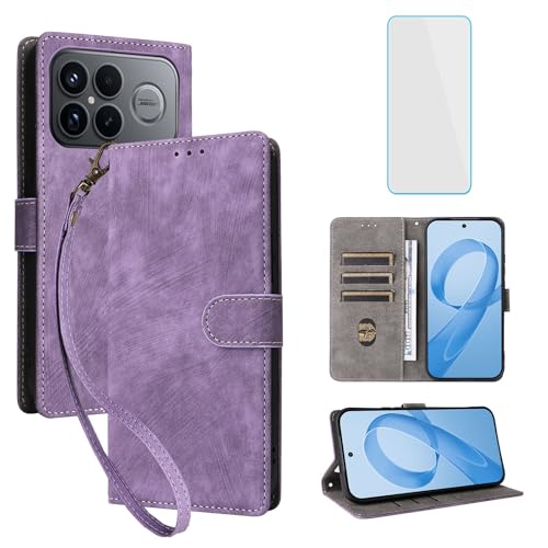 Protection Poco F8 Ultra 5G étui portefeuille cuir violet anti-rayures