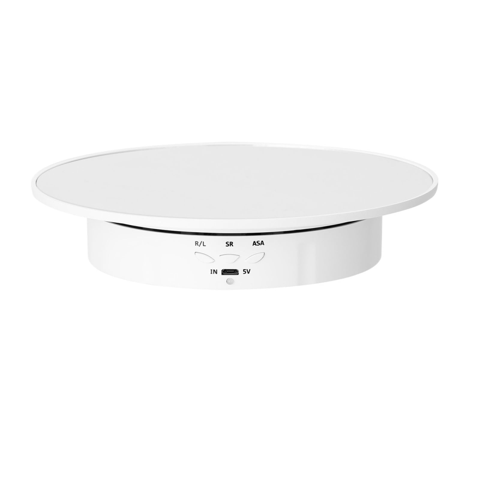 Soporte giratorio eléctrico de 200mm con espejo 360 y base blanca de terciopelo para joyería