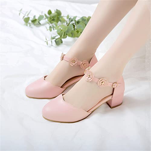 Big Kids Girls Mary Jane Dress Shoes Pumps Heels Flower High School Prom Shoes Ballet Girls Closed Toe Strap Sandals2