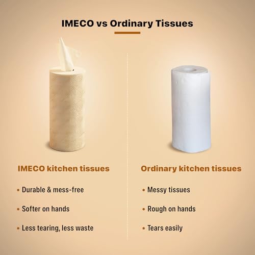 Image of IMECO 2 Ply Bamboo Kitchen Tissue Roll 120 Pulls | 60 Pulls x 2 Rolls | Pure Bamboo Pulp | Kitchen Towel Roll | Soft, Super Absorbent & Strong | Chemical-Free Paper Tissue