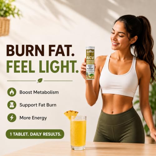 Image of Nutrasium ACV Moringa Metabolism Plus | Apple Cider Vinegar Effervescent Tablet | For Supports Weight Loss, Control Cravings, Convert Fat Into Energy, Boost Energy & Immunity | 90 Tablets Pineapple