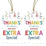 Anwyll Confetti Birthday Thank You Tags, 50pcs with String, 'Thank You for Making My Birthday Extra Special'