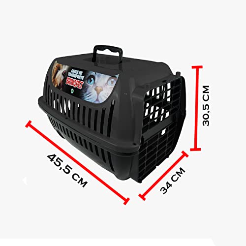 Brinqpet Caixa de Transporte para Animais de Estimação - Preta - Tamanho Pequeno - Ideal para Gatos,