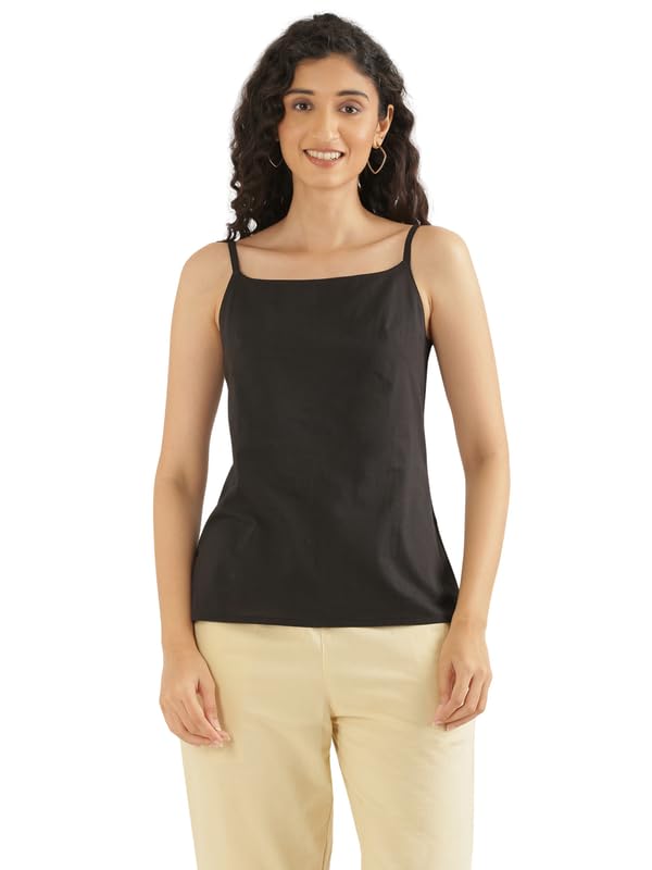Image of SAADAA Women's 100% Cotton Camisole Top | Soft & Breathable Cambric Fabric | Adjustable Straps, Square Neckline | Comfortable All-Day Wear