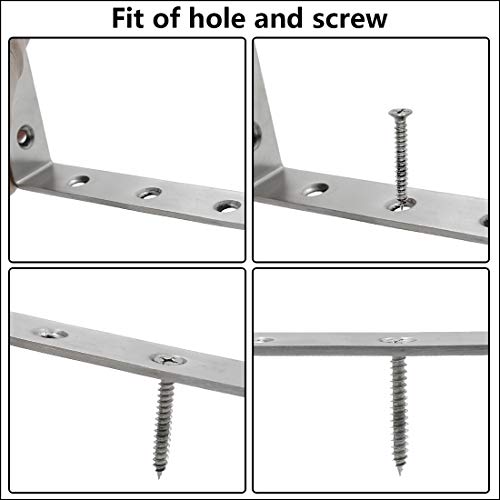 Luomorgo 16 Pcs L Brackets For Shelves Heavy Duty Stainless Steel L Shaped Bracket Decorative Corner Brace Joint Right Angle Bracket Wall Hanging Bracket With Screws, 5" X 3", Silver #TOP4