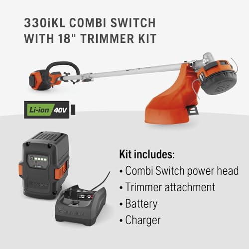 Image of Husqvarna 330iKL Combi Switch + String Trimmer Attachment, Electric String Trimmer with 4 Ah Battery and Charger Included