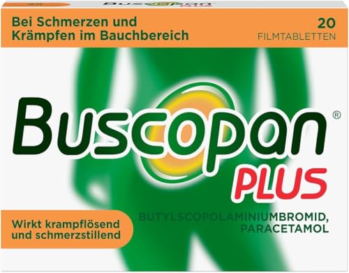 Buscopan PLUS Tabletten mit Paracetamol bei Bauchschmerzen |20 Stk |lindern schnell stärkere Schmerzen & Krämpfe im Bauch|Magen-Darm-Erkrankungen Regelschmerzen Magenkrämpfe und Blasenentzündung