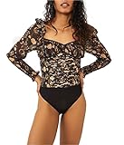 Free People Brunch Date Bodysuit Black Combo SM (Women's 4-6)